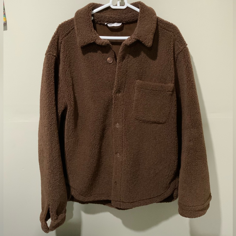 Zara furry brown jacket Size L